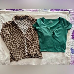 Motel Rocks Brown Geometric Pattern Top